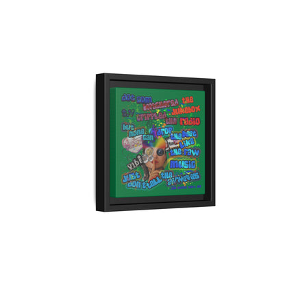drop the beat - framed canvas art (dark green)