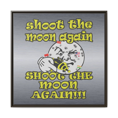 shoot the moon again - framed canvas art (brushed nickel)