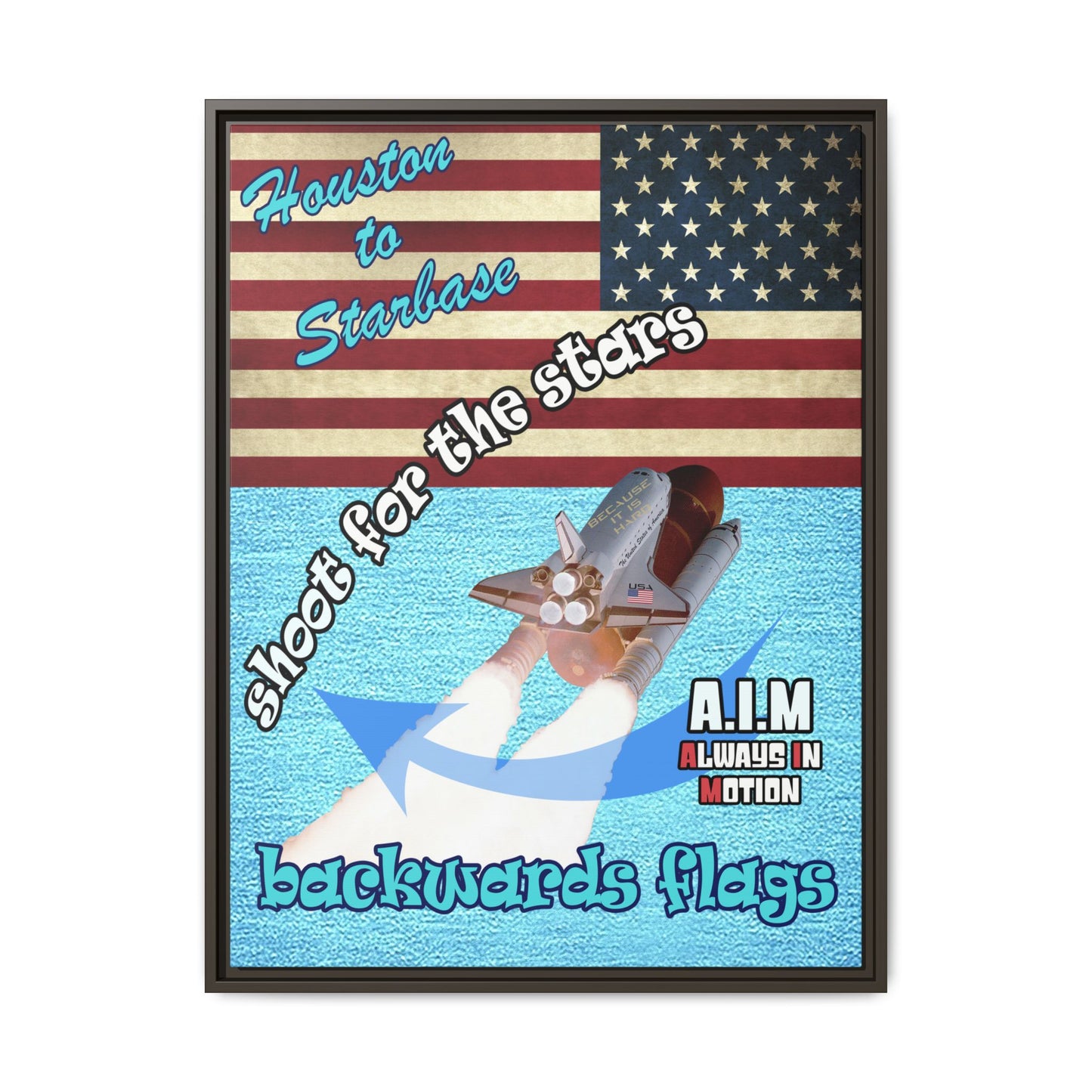 shoot for the stars - framed canvas art (faded blue)