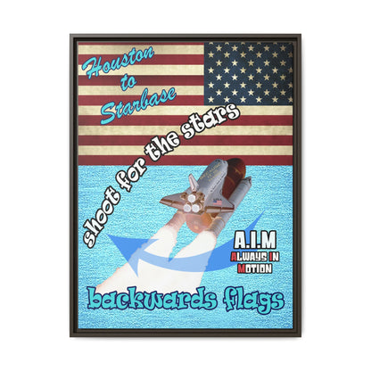shoot for the stars - framed canvas art (faded blue)