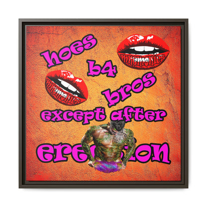 hoes b4 bros - framed canvas art (burnt orange)