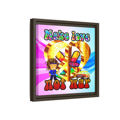 love peace - framed canvas art (light blue-pink wave)