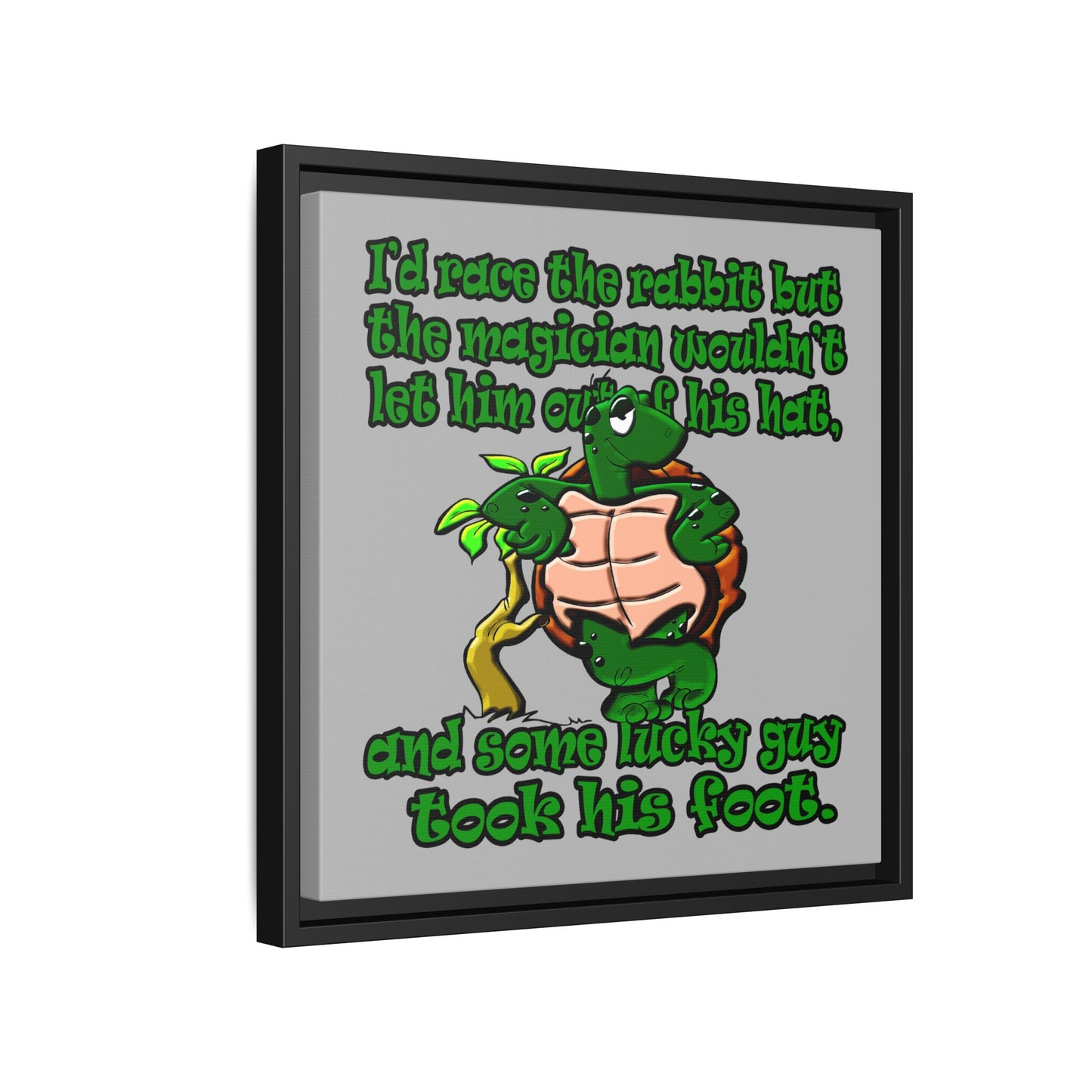 turtle race - framed canvas art (light grey)