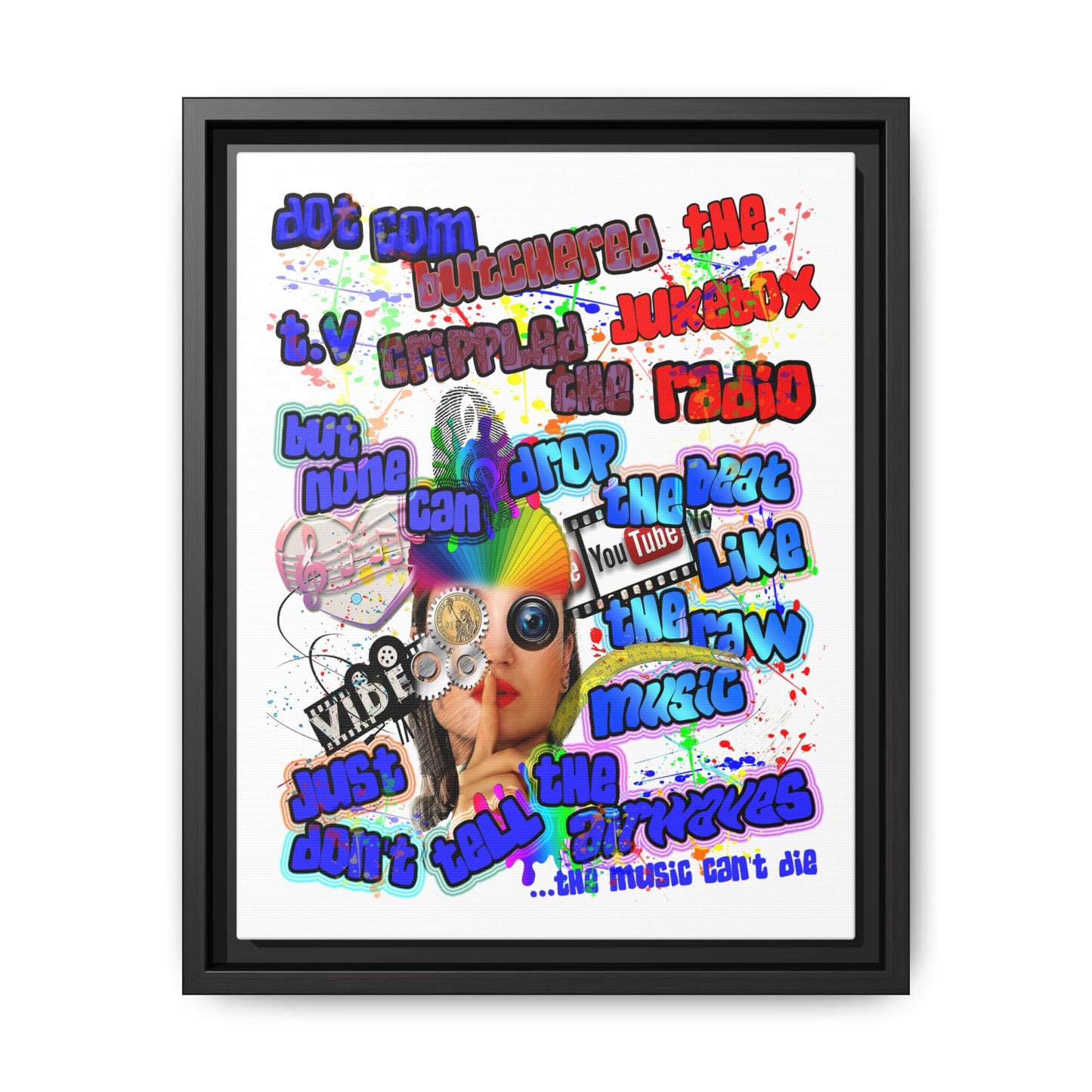 drop the beat - framed canvas art (white)