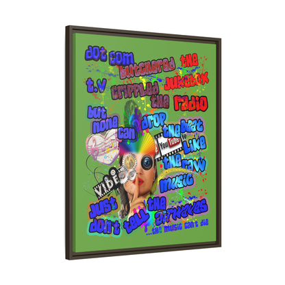 drop the beat - framed canvas art (green)
