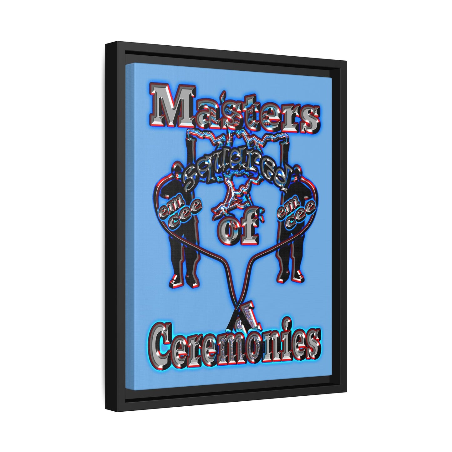em cee squared - framed canvas art (light blue)