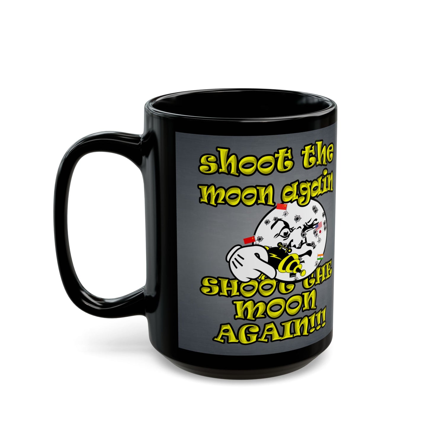 shoot the moon again - Black Mug (grey-light grey)