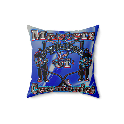 em cee squared - Faux Suede Square Pillow - (blue-white wave)
