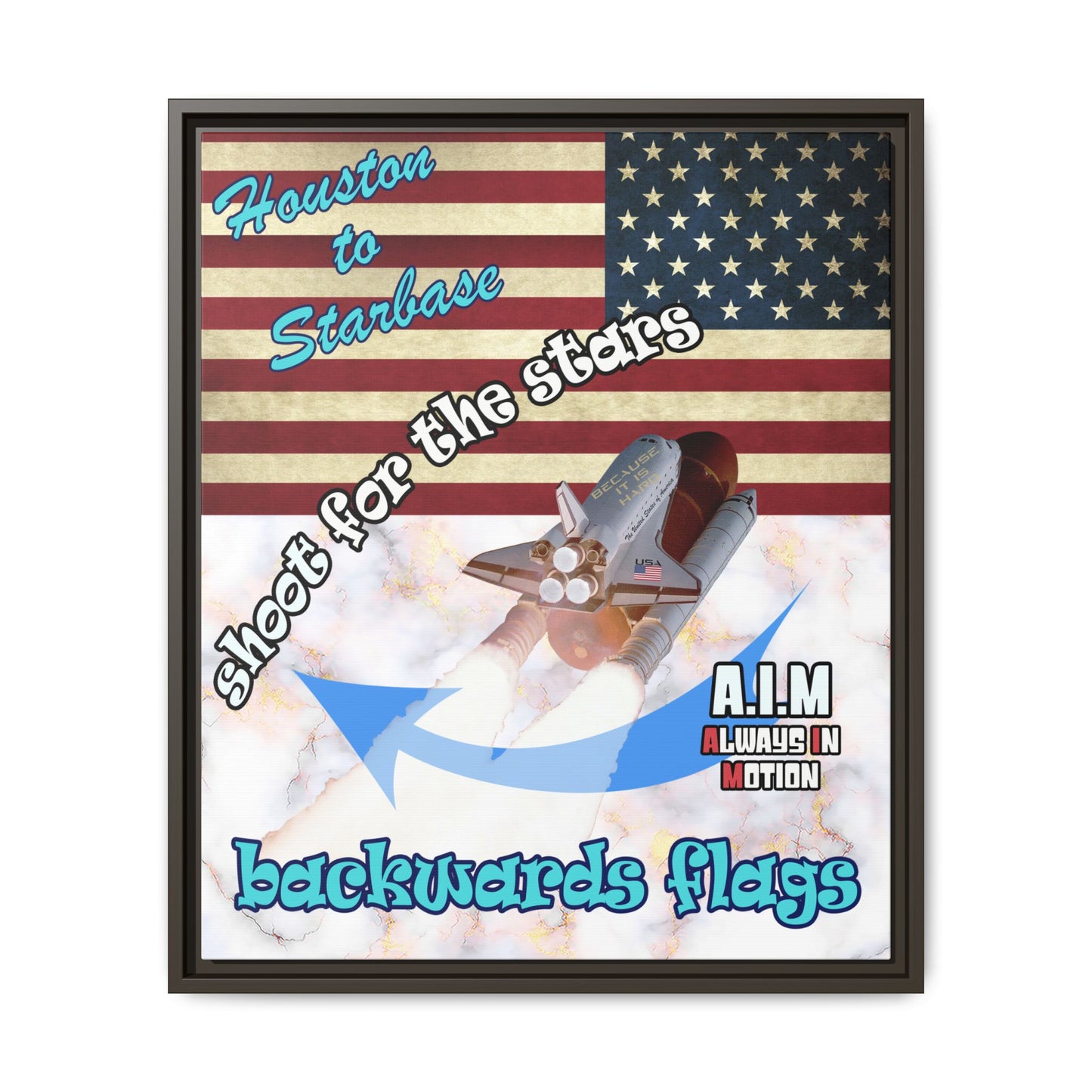 shoot for the stars - framed canvas art (white marble)