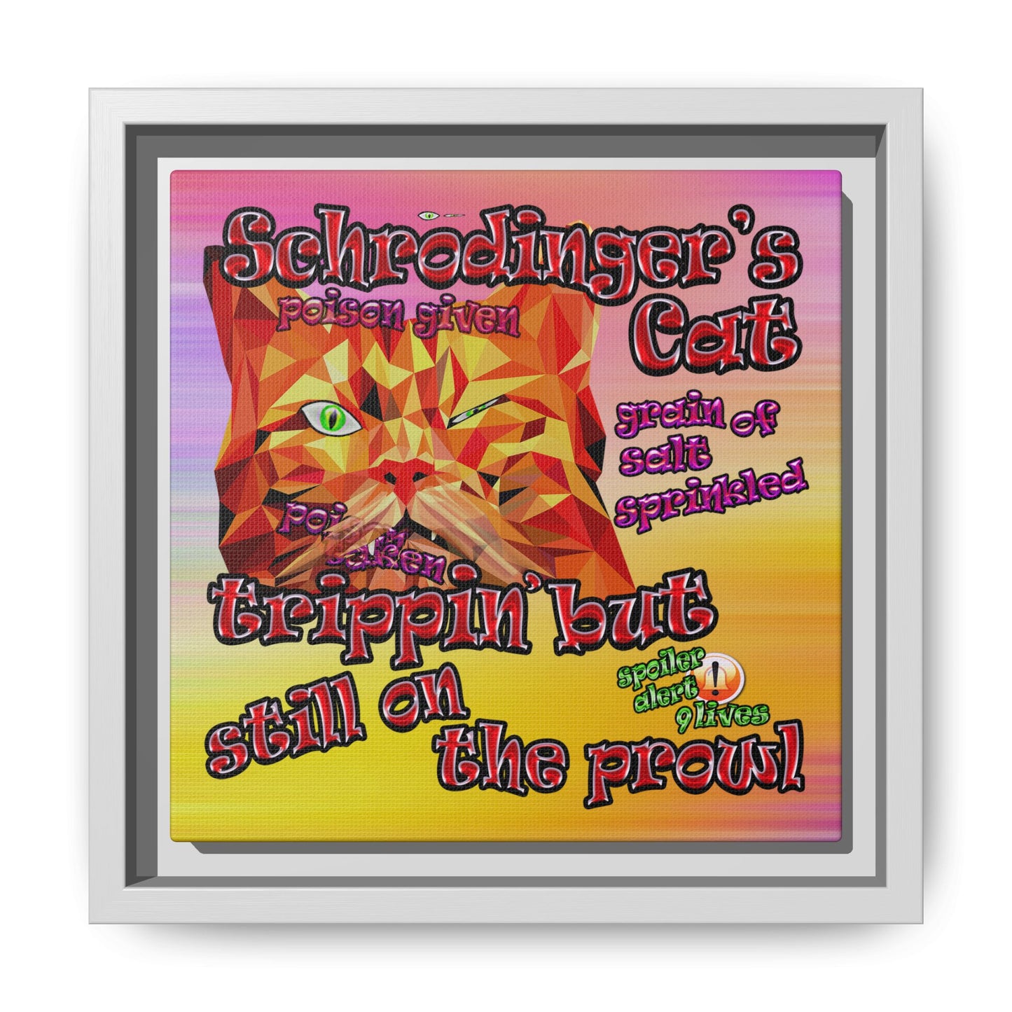 schrodinger's cat - framed canvas art (color blur)