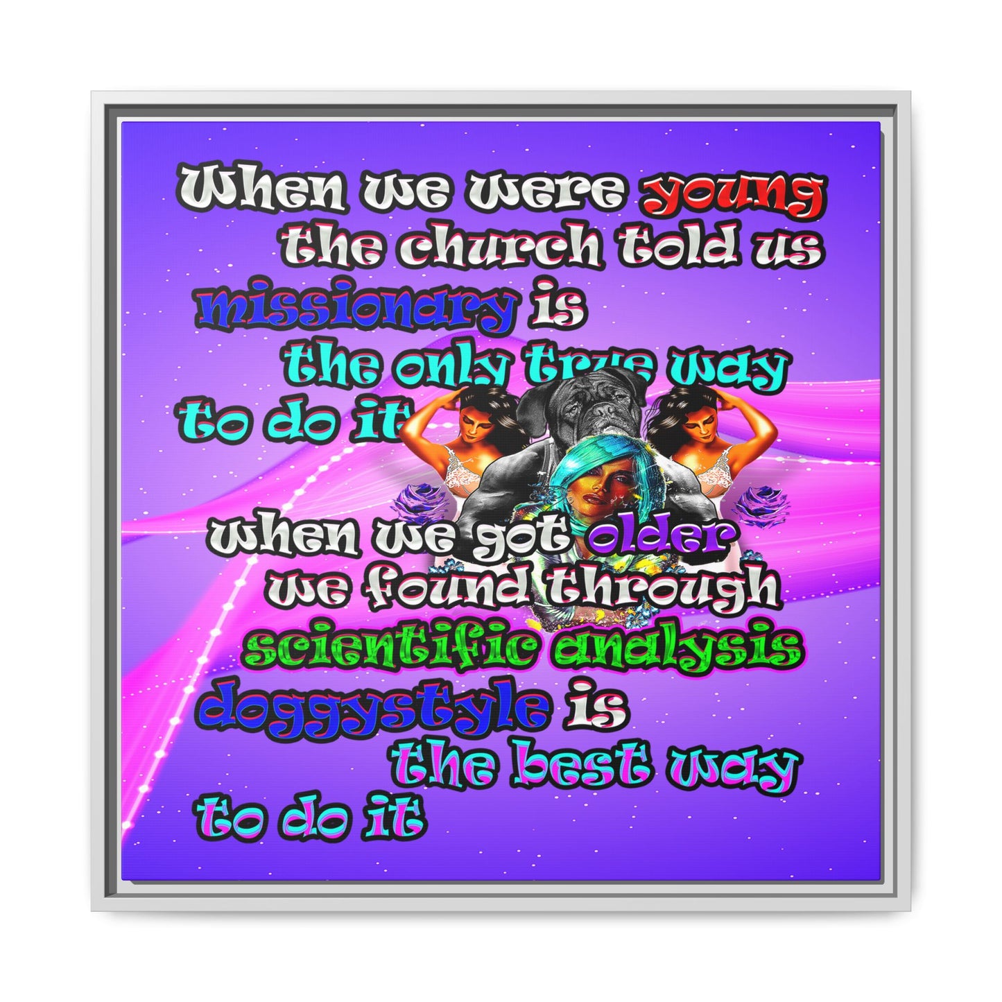 doggystyle - framed canvas art (purple-pink wave)