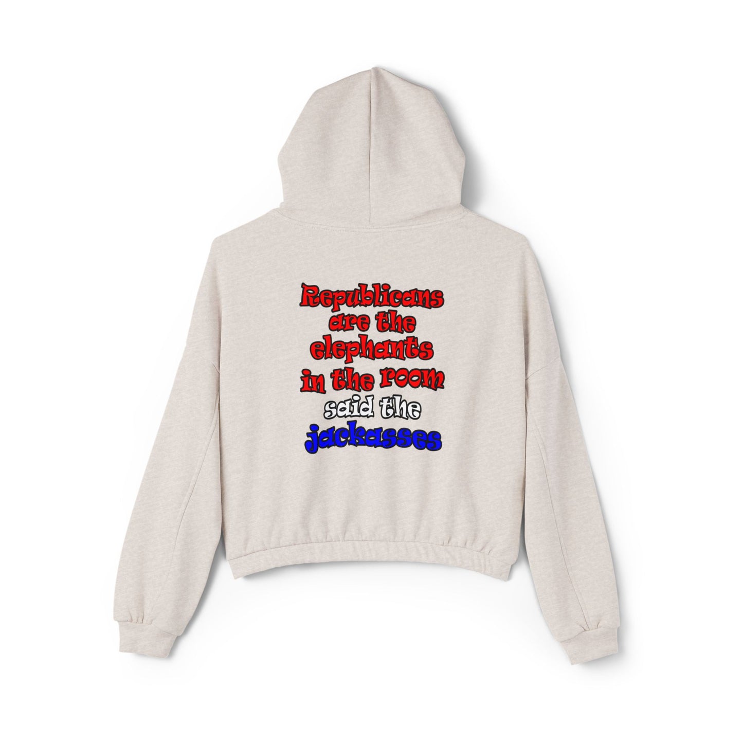 donkeys and elephants - Women's Cinched Bottom Hoodie
