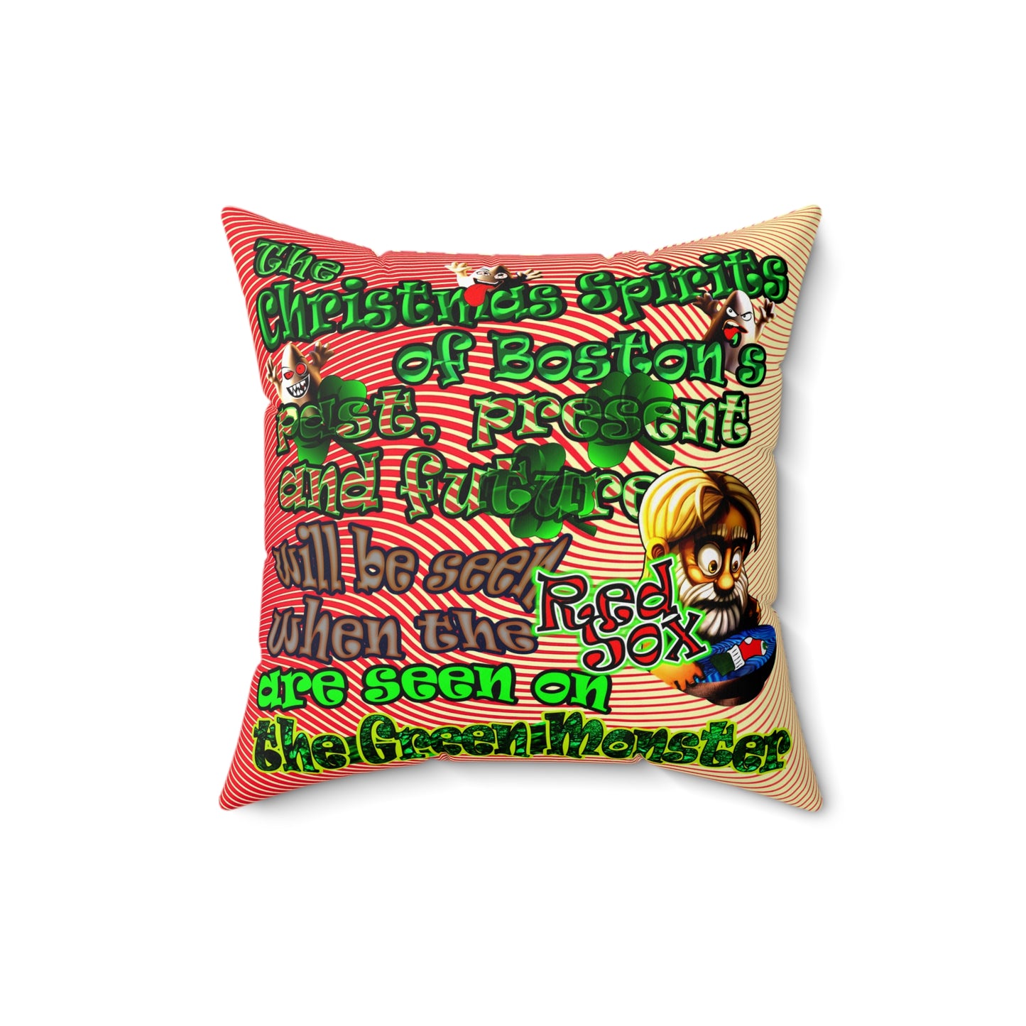 christmas spirits of boston - Spun Polyester Square Pillow - (yellow-orange wave)
