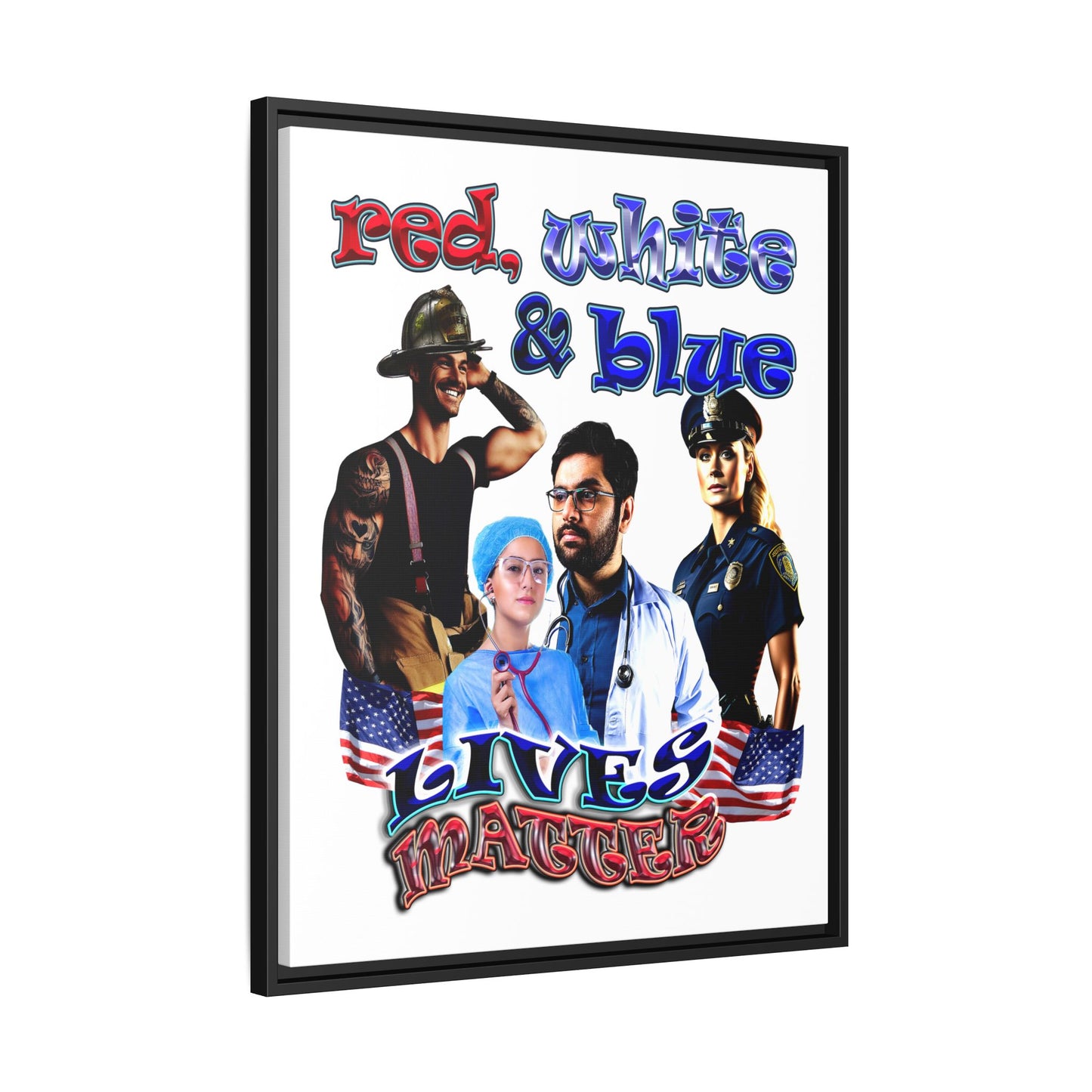 rw&b lives matter - framed canvas art (white)