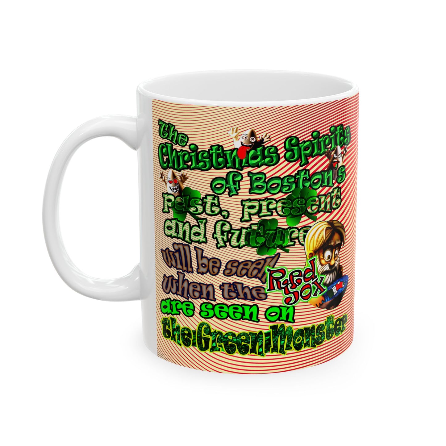 christmas spirits of boston - White Mug (yellow-orange wave)