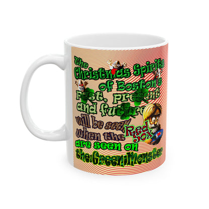 christmas spirits of boston - White Mug (yellow-orange wave)