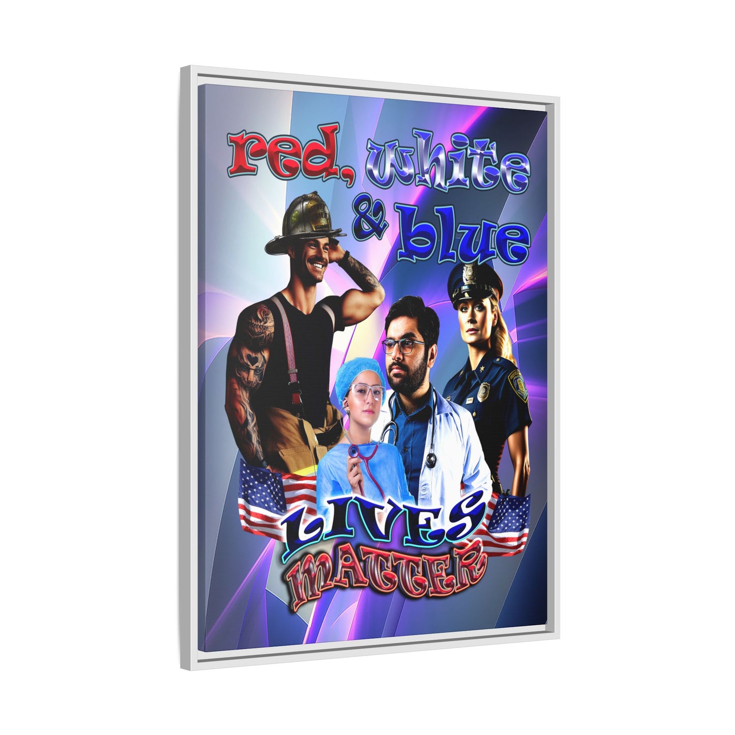 rw&b lives matter - framed canvas art (grey-pink wave)