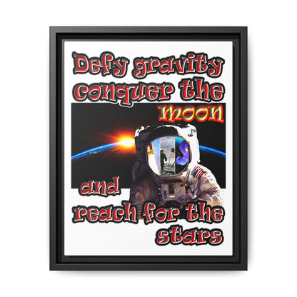 defy conquer reach - framed canvas art (white)