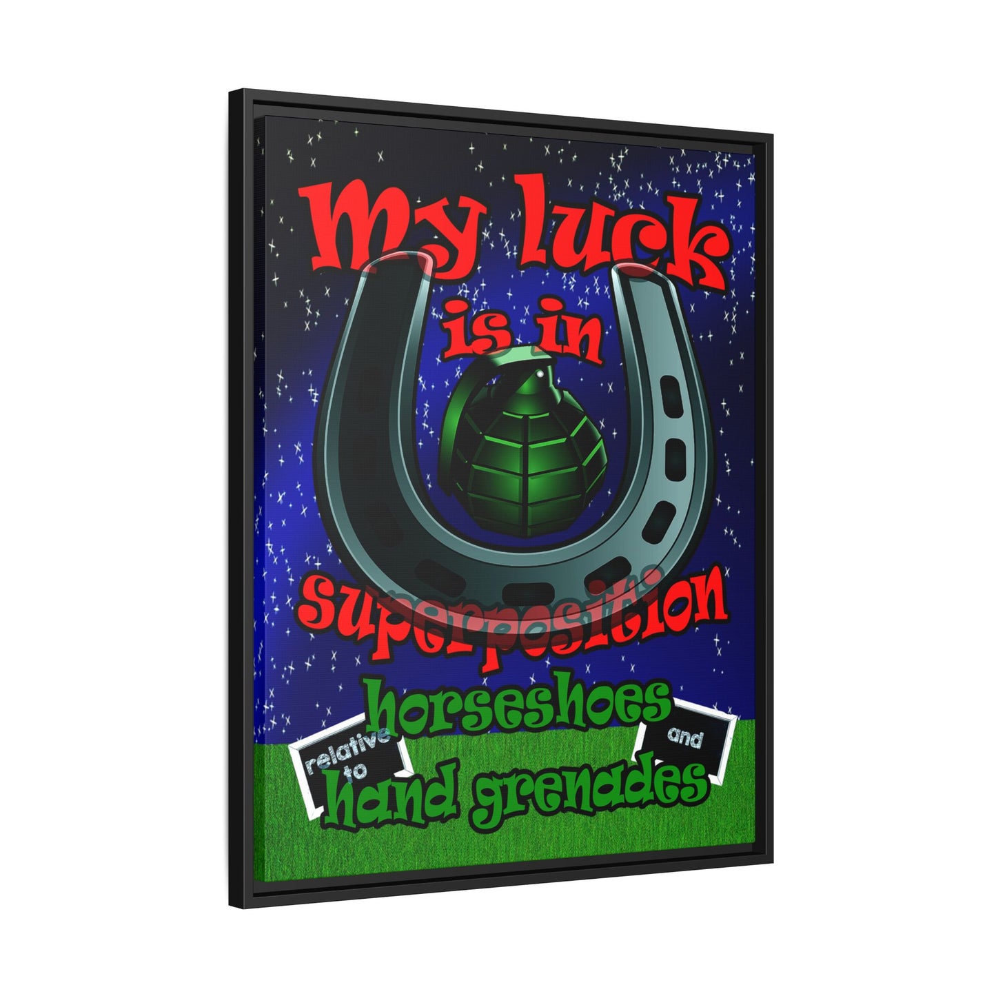 my luck - framed canvas art ('snoops' background)