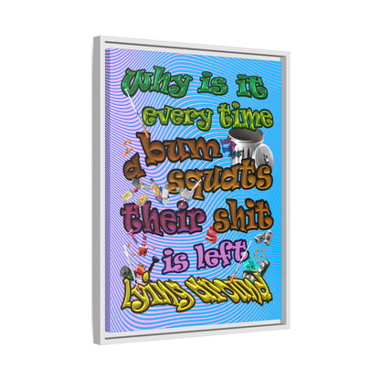 the bum's shit - framed canvas art (light blue-purple wave)