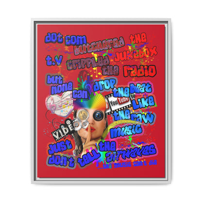 drop the beat - framed canvas art (dark red)