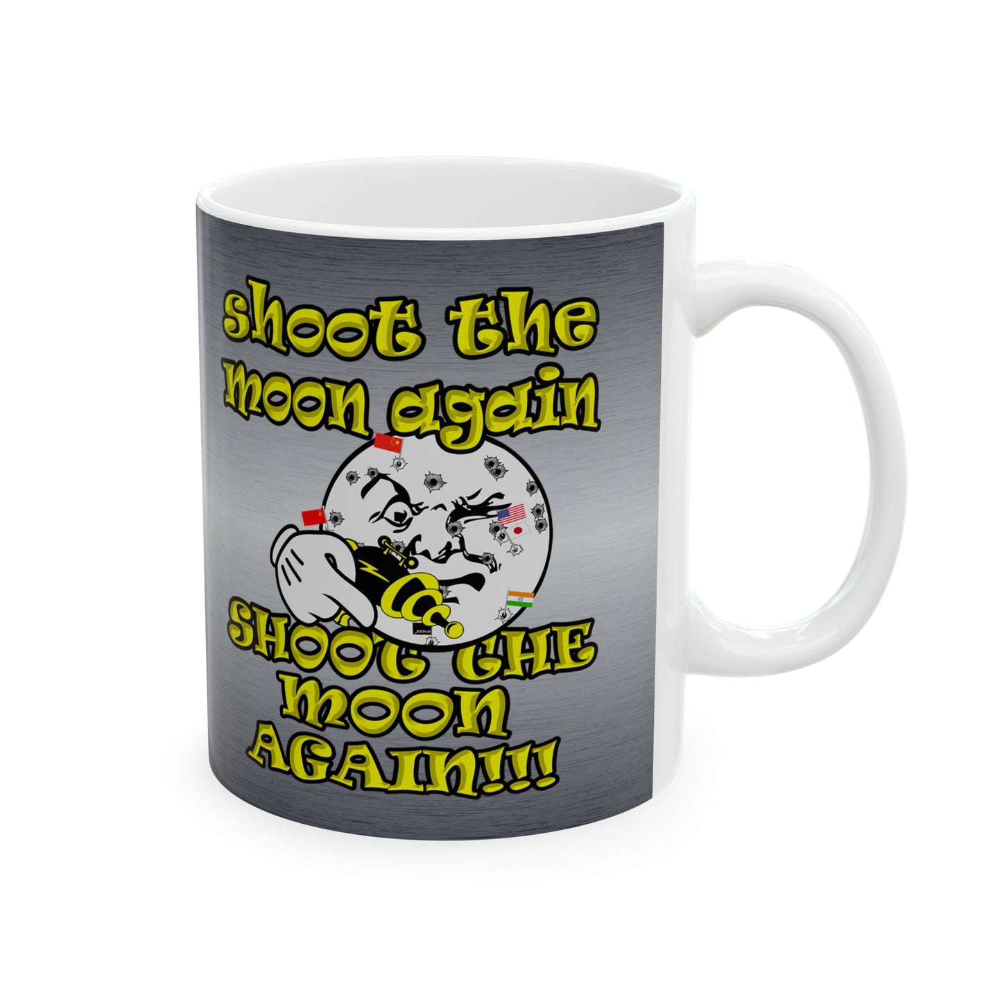 shoot the moon again - White Mug (brushed nickel)