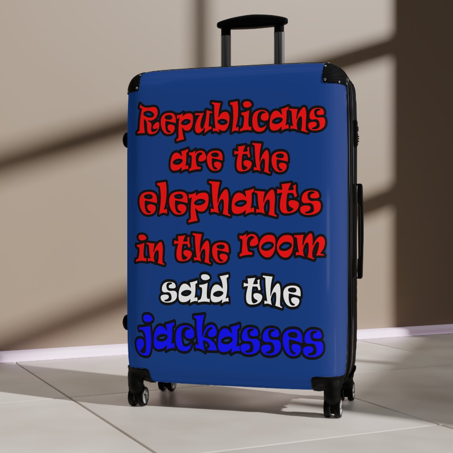 donkeys and elephants - Suitcase (dark blue)