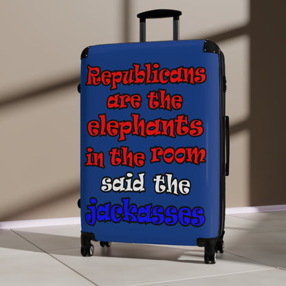 donkeys and elephants - Suitcase (dark blue)