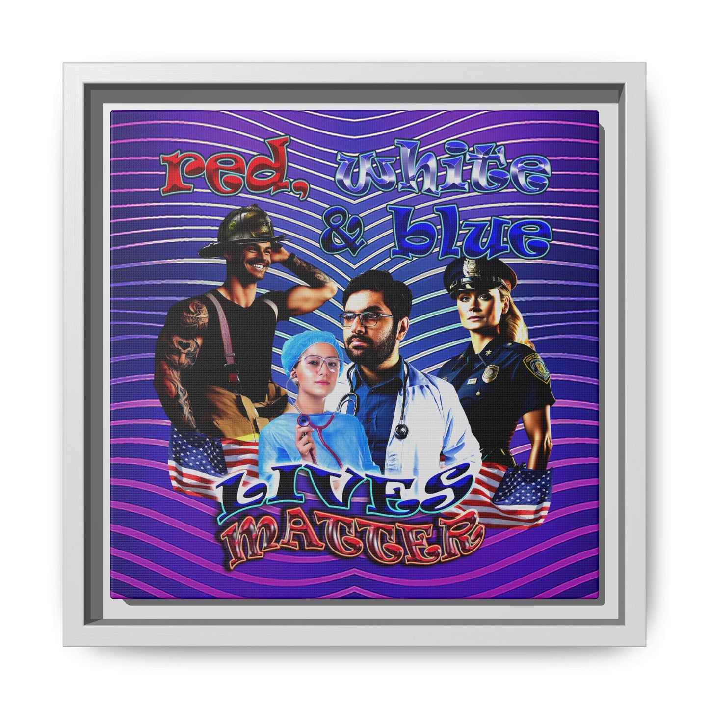 rw&b lives matter - framed canvas art (purple wave)