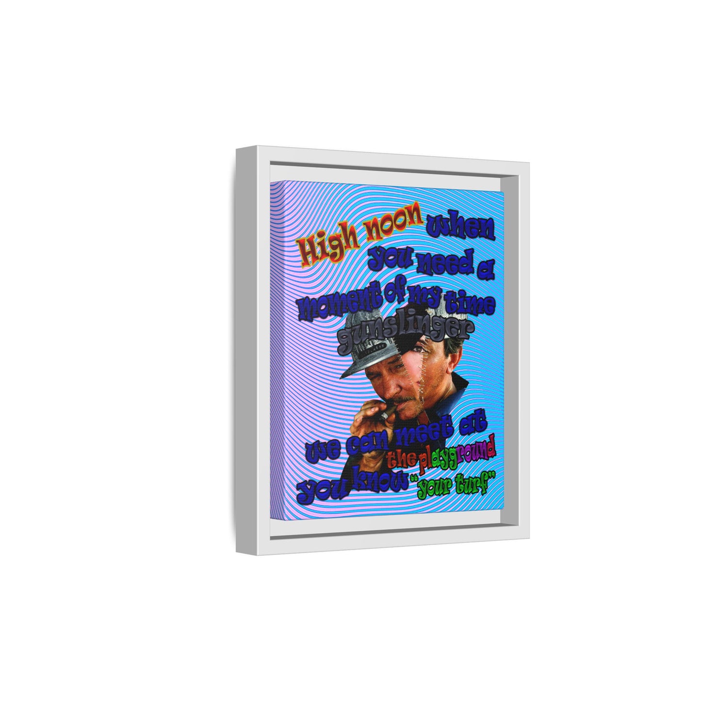 high noon - framed canvas art (light blue-purple wave)