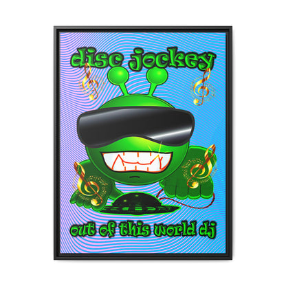 disc jockey - framed canvas art (light blue-purple wave)