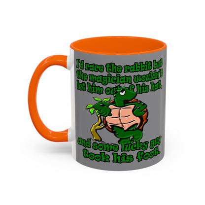 turtle race - Accent Mug (grey)