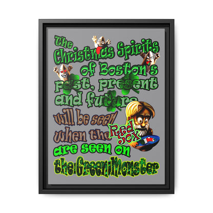 christmas spirits of boston - framed canvas art (grey)