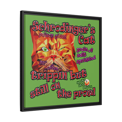 schrodinger's cat - framed canvas art (green)