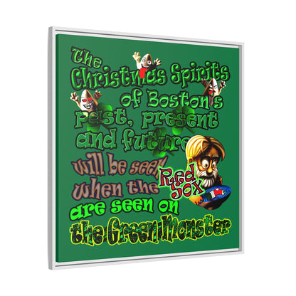 christmas spirits of boston - framed canvas art (dark green)