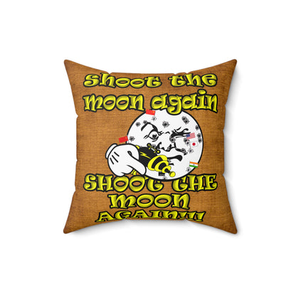 shoot the moon again - Spun Polyester Square Pillow - (dichromatic brown papyrus)