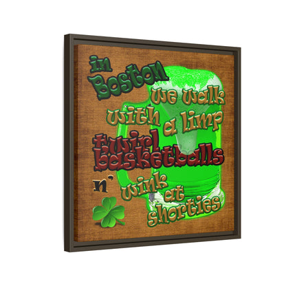 celtics logo - framed canvas art (brown papyrus)