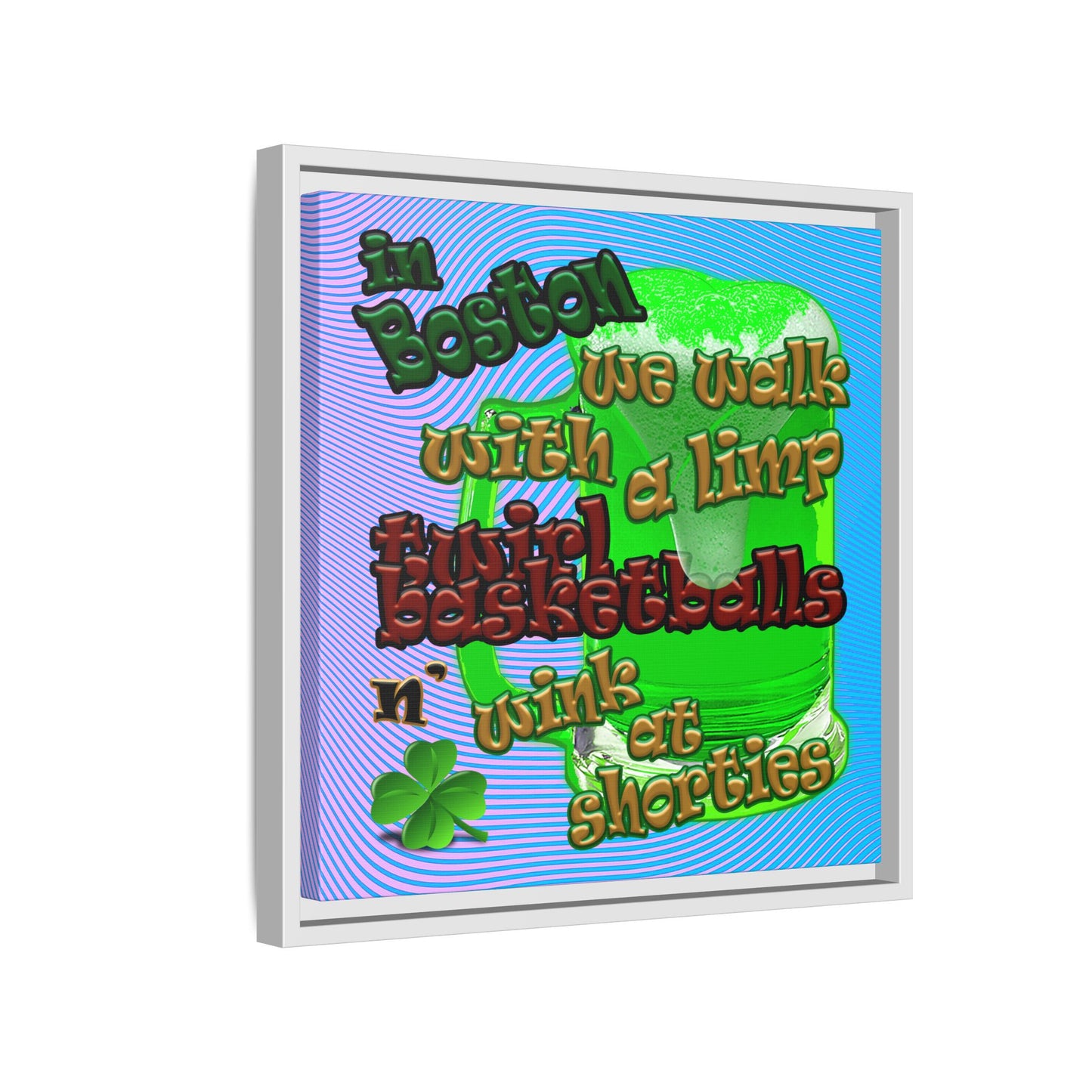 celtics logo - framed canvas art (light blue-purple wave)