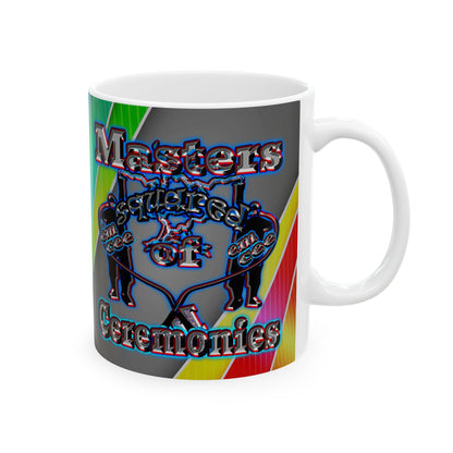 em cee squared - White Mug (rainbow split)