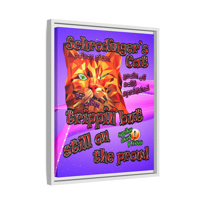 schrodinger's cat - framed canvas art (purple-pink wave)
