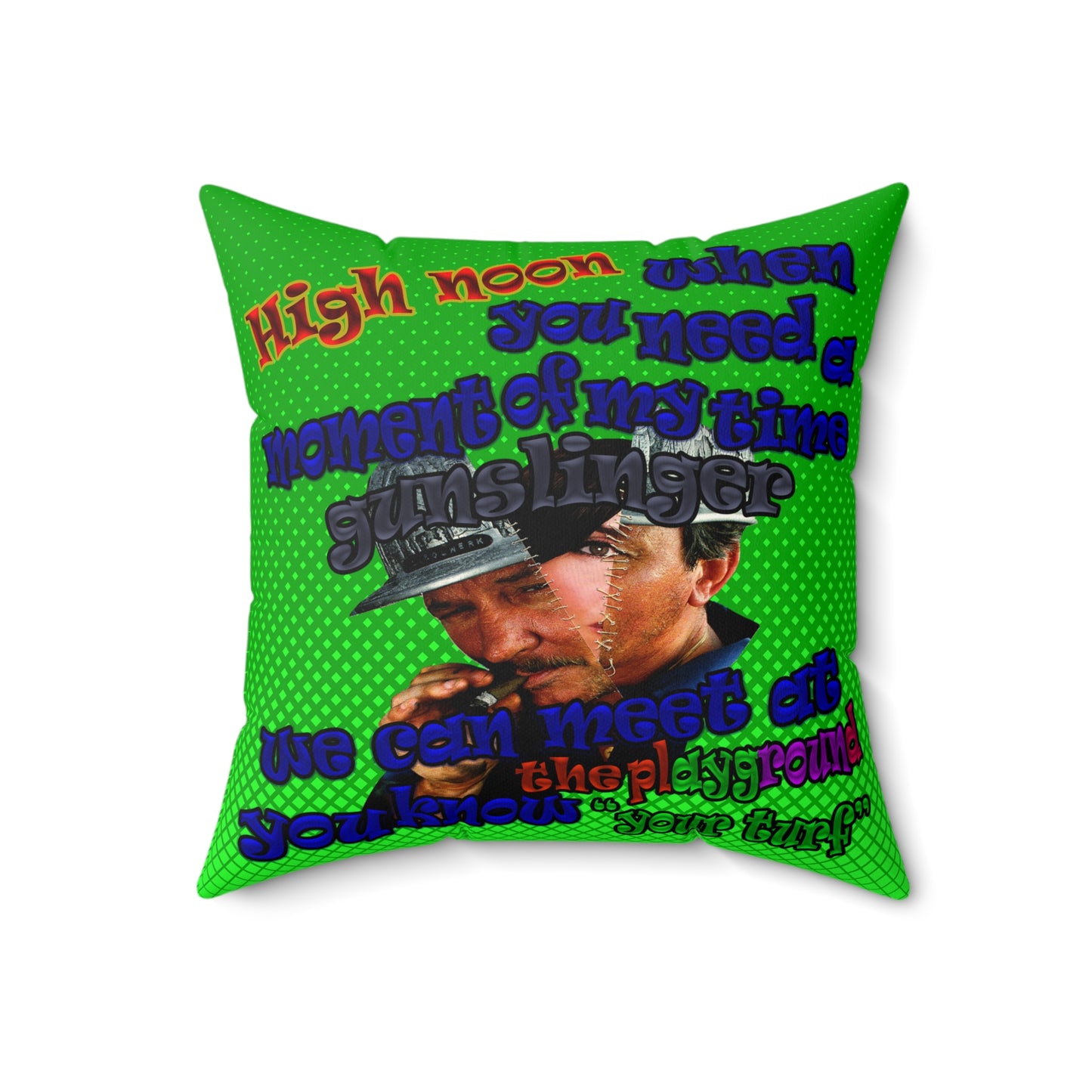 high noon - Faux Suede Square Pillow - (logo green)