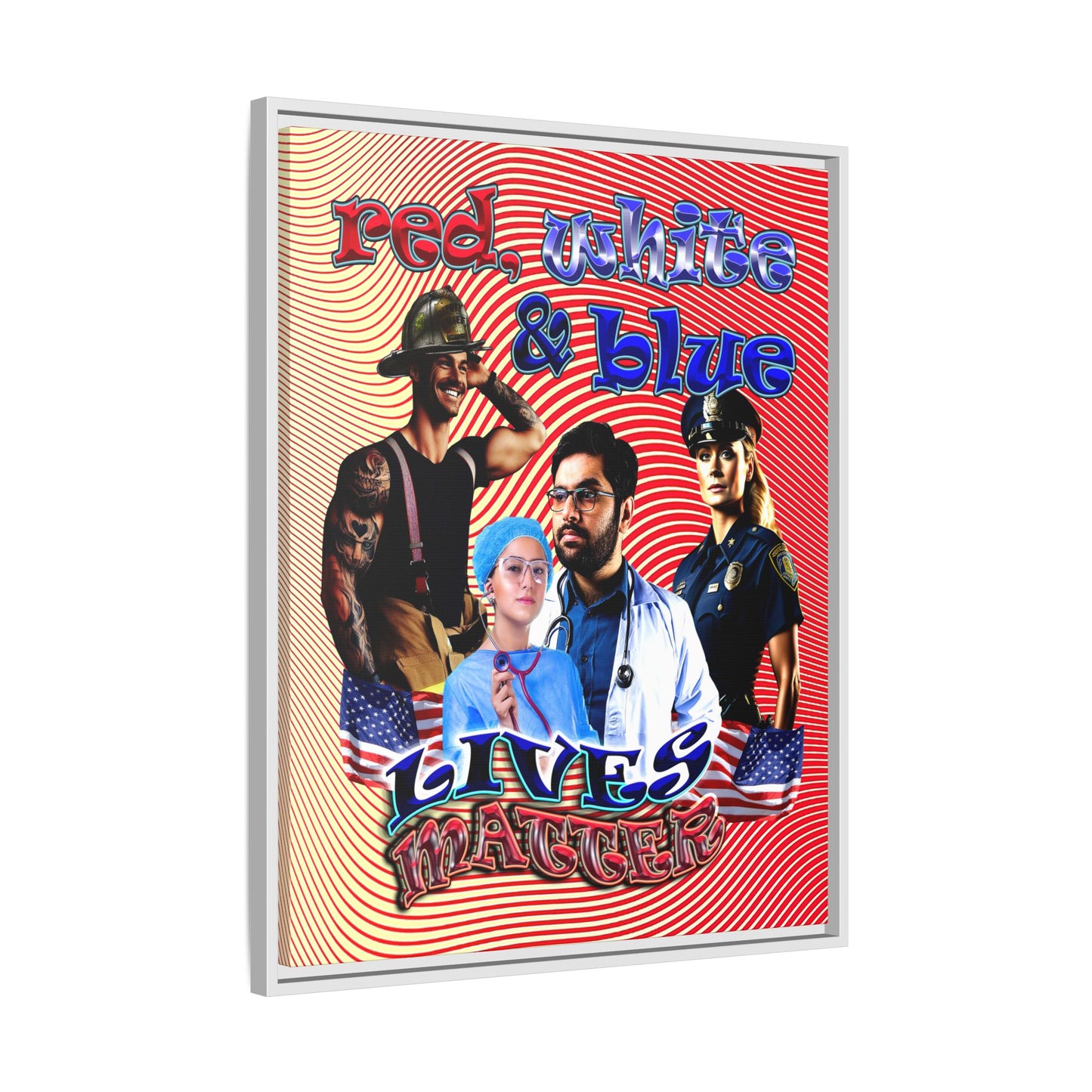 rw&b lives matter - framed canvas art (yellow-orange wave)