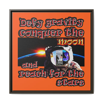 defy conquer reach - framed canvas art (orange)