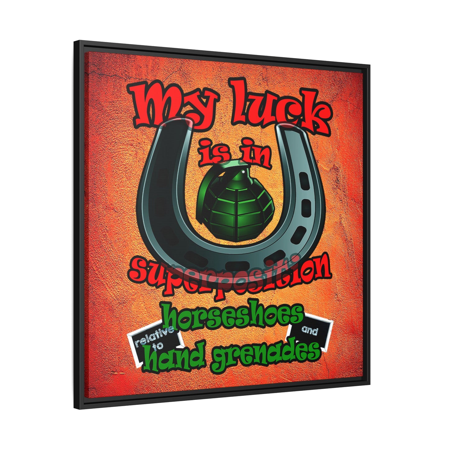 my luck - framed canvas art (burnt orange)