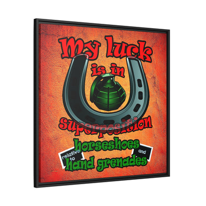 my luck - framed canvas art (burnt orange)