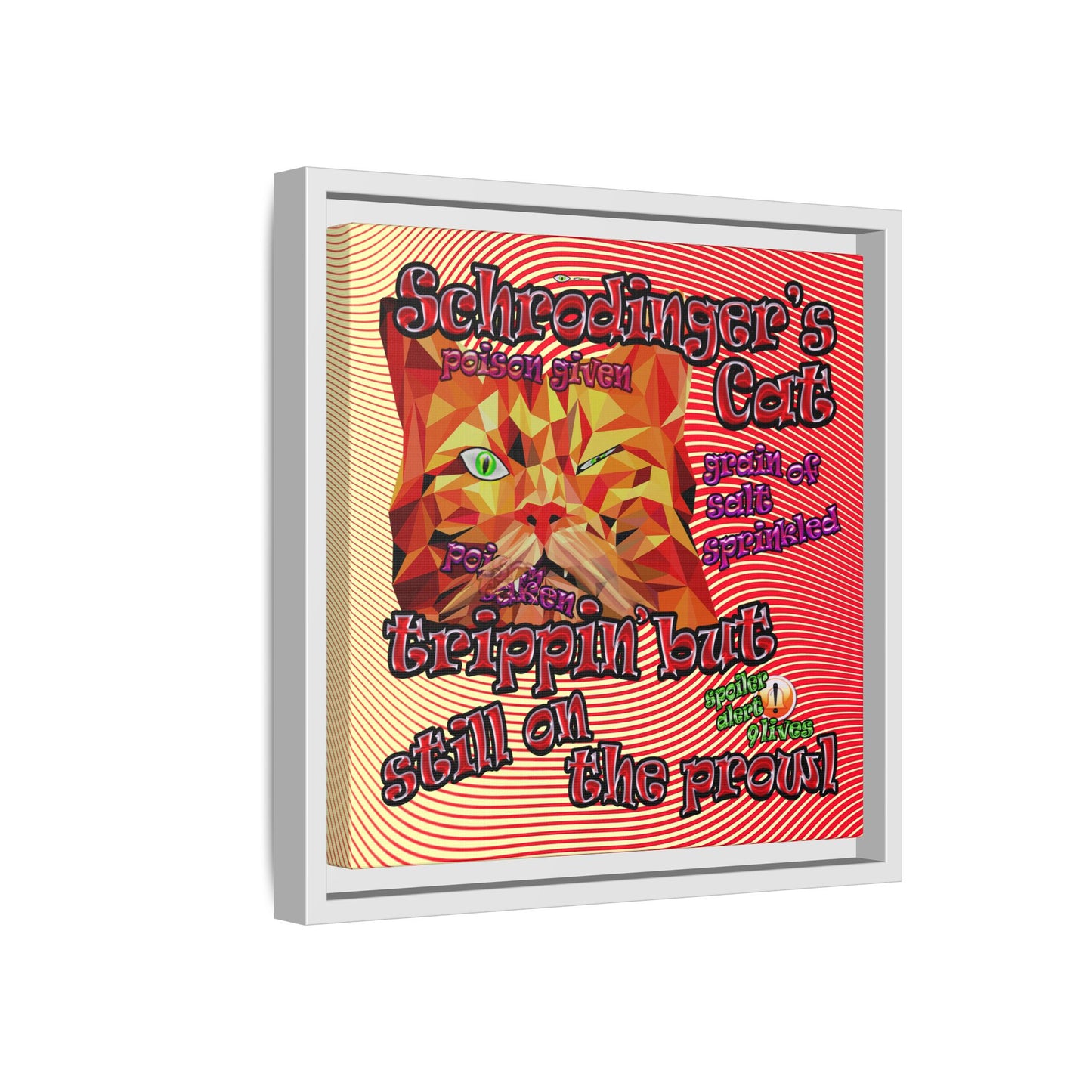 schrodinger's cat - framed canvas art (yellow-orange wave)