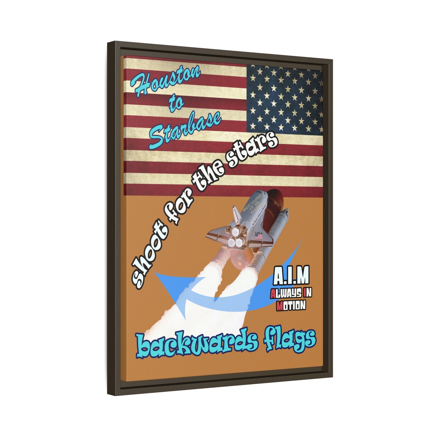 shoot for the stars - framed canvas art (light brown)