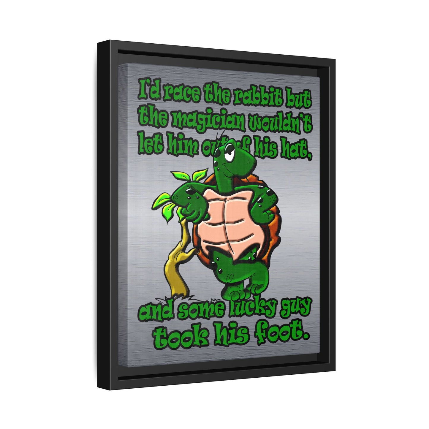 turtle race - framed canvas art (brushed nickel)