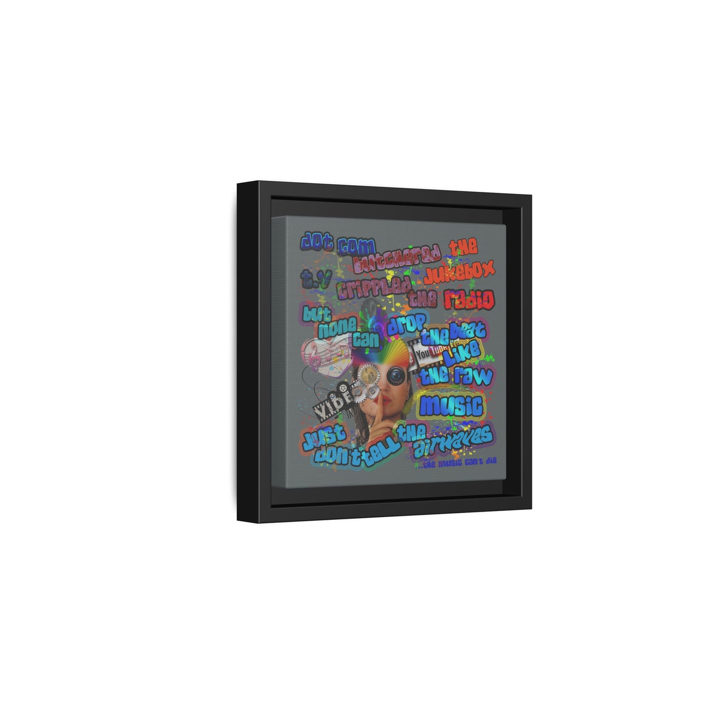 drop the beat - framed canvas art (dark grey)