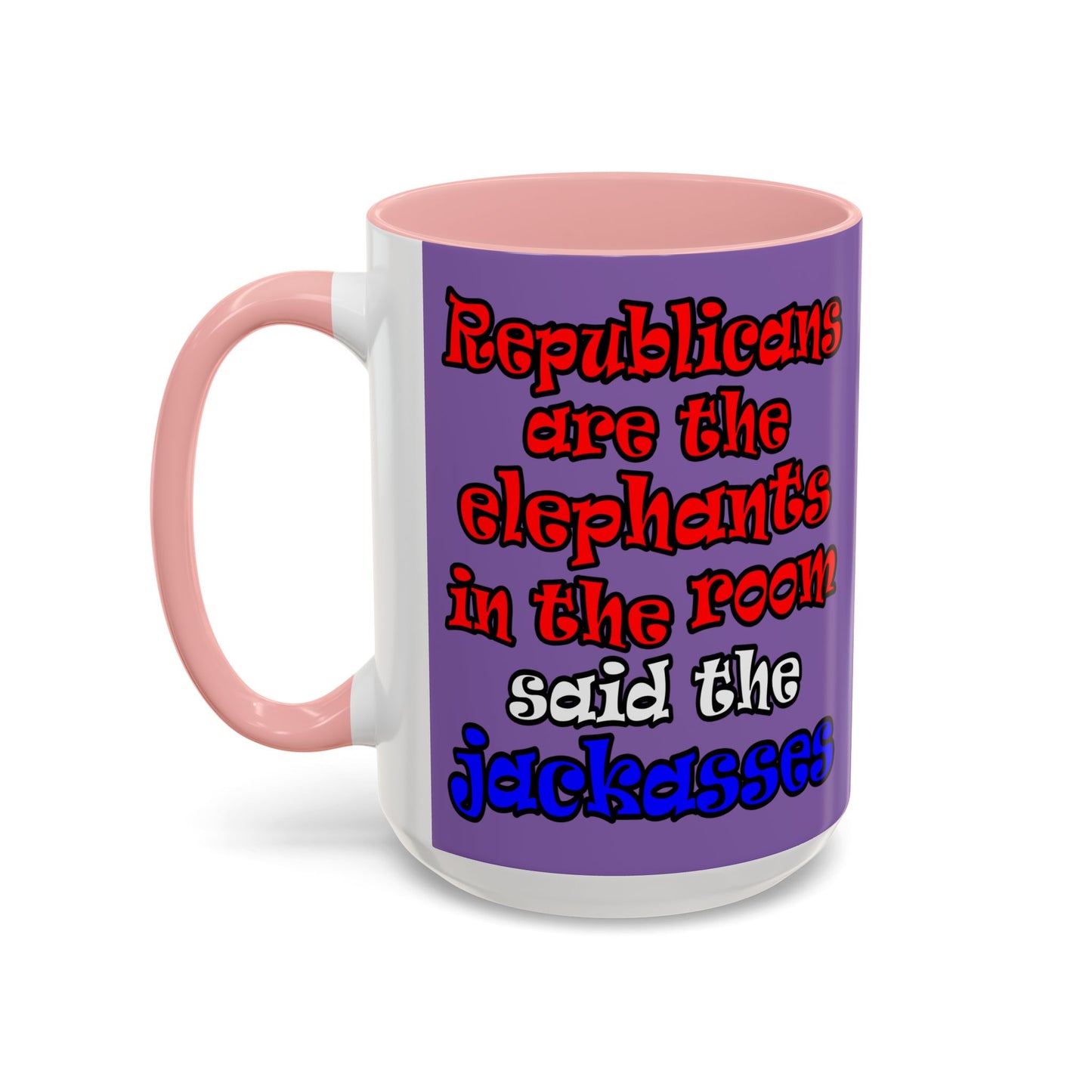 donkeys and elephants - Accent Mug (light purple)